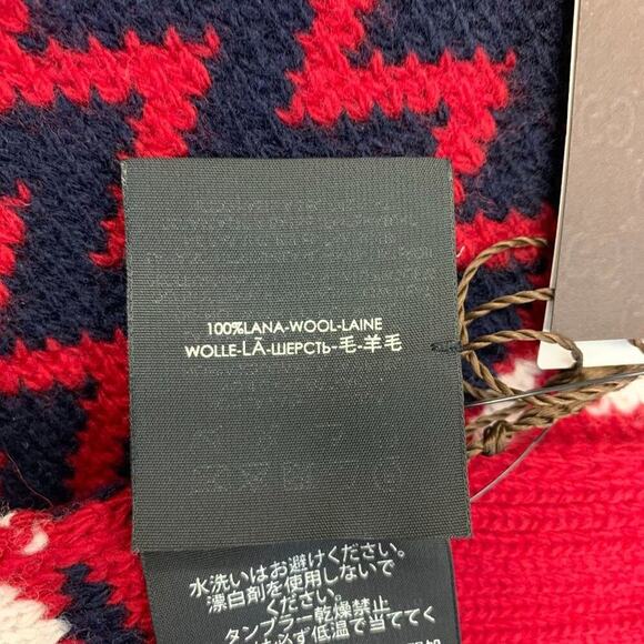 NWT Gucci Zigzag Wool Scarf In Red - Picture 9 of 11